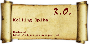 Kolling Opika névjegykártya